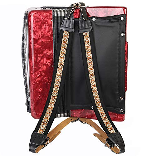 Accordion Straps, Soft Padded Adjustable Accordion Genuine Leather Ends Shoulder Straps for 16-120 Bass, Set of 2 (Retro Style)1