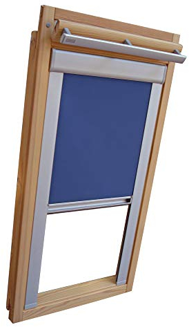 Verdunkelungsrollo Rollo für VELUX Dachfenster TYP GGL/GPL/GGU/GPU - PK06 - Farbe mittelblau - mit Aluminium Seitenschienen - KLICK Montage
