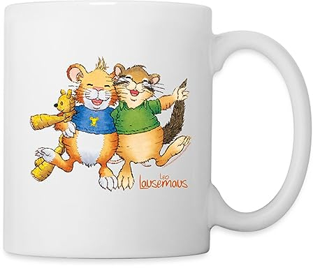 Spreadshirt Leo Lausemaus und Didi Dachs Freunde Tasse, One size, Weiß