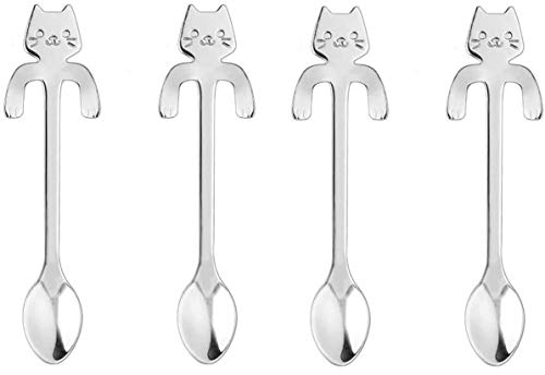 20 mini cucchiai per gatti, in acciaio inox, per tè, caffè, dessert, zucchero, gelato, ecc. (11,5 cm).