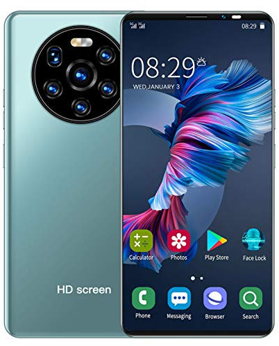 Teléfono móvil, LANDVO mate40 Pro Reconocimiento Facial + Desbloqueo de Huellas Dactilares Android Teléfono Inteligente 1 + 8GB (Verde)
