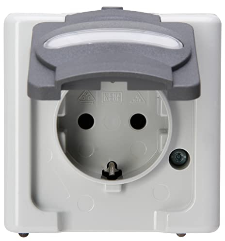 Kopp Blue Electric - Schutzkontakt-Steckdose mit Klappdeckel, Farbe: grau, 10er Pack, 103356006