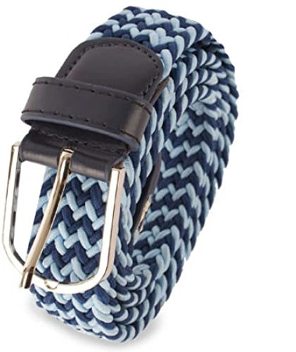 MIBANDERA Cinturón para Hombre Trenzado, Elástico y Extensible. (120 cm, Azul Claro)