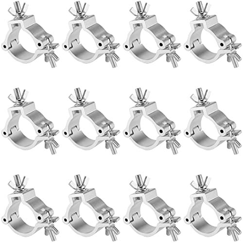 PINGEUI 12 Pack Stage Light Clamp, Aluminum Alloy Stage Lighting Clamp, Heavy Duty O Truss Clamp for DJ Lighting Par Lights Spot Lights, Fit for 48mm-52mm OD Pipe/Tube, Max Load 485 lbs