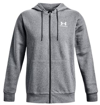 Under Armour Mens Fleece Tops Men's Ua Essential Fleece Full-Zip Hoodie, Pitch Gray Medium Heather, 1373881-012, XS