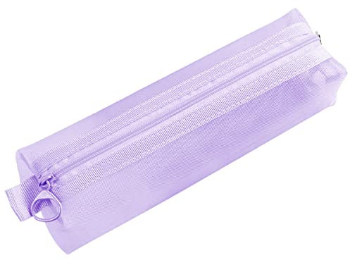 Jagowa 1 Piece Transparent Pencil Case Pen Pocket Simple Creative Document Storage Bag Exam Portable Stationery Bag for Exams and Office Supplies (Purple)