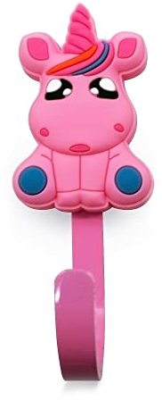 DOJA Barcelona | Kleiderhaken Rosa Einhorn | Kindergarderobe | 34 x 90 mm | 4er Pack Kleiderbügel Kinder | Kleiderhaken | Kleiderbügel für Kinderzimmer | Baby Kleiderbügel für Kleiderschrank