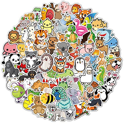 100 Tiere Aufkleber, Wasserfeste Vinyl Stickers für DIY Dekoration, Graffiti Style Decals für Auto Motorräder Laptop Fahrrad Skateboard Snowboard Gepäck Aufkleber MacBook iPad und mehr