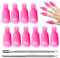 Nagellackentferner Clips, 10 Stück Nagellackentferner Clips Set, mit 2 Stücke Nagelhaut DrückerTrimmer, Werkzeug Nagel Wrap Caps für Gel Polish Entferner, Rosenrot