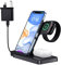 Wireless Charger, PUGO TOP 3 in 1 15W Fast Charging Station with Plug Compatible with iPhone 16,15,14,13,12,11, iWatch Series 10/Ultra 2/Series 9/Ultra/8/7/SE, AirPods 3/2/pro Black