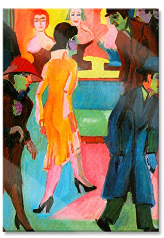 Pixxprint Glasbild, Wandbild auf Echtglas, Ernst Ludwig Kirchner - Straßenbild vor dem Frisieurlad, 40x60 cm, inkl. Aufhängung und Abstandshalter