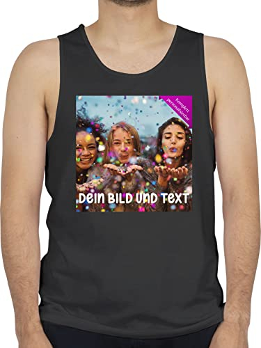Tanktop Herren Tank Top Männer - Foto eigenem - Fotogeschenk I Geschenk Bild personalisiert I Geschenk mit Bild - M - Schwarz - gestalten selber bearbeiten personalisierter Your own Photo Print,