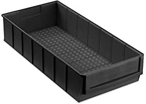 Leitfähige Industriebox 400 B | HxBxT 8,1x18,3x40cm | 4,7 Liter | ESD, Sichtlagerkasten, Sortimentskasten, Sortimentsbox, Kleinteilebox