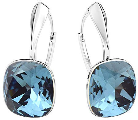 Square 12 mm Wunderbar Hängend Ohrringe 925 Silber Österreichische Zirkonia - Schmuck für Frauen und Mädchen - Hängeohrringe Ideal für Geschenke für Frauen (Denim Blue)