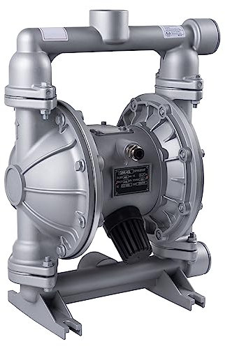 Air Operated Double Diaphragm Pump 1-1/2 inch Inlet/Outlet Pneumatic Waste Oil Transfer Pump for Chemical QBK-40 50 GPM Dual Diaphram Polypropylene Nitrile Rubber by Stainless Steel Iron 100 PSI