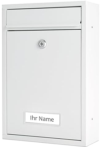 Verda Briefkasten mit Namensschild und großem Briefschlitz, Postkasten 32 x 21 x 8 cm, Designer Wandbriefkasten, 2X Schlüssel, Anthrazit RAL7016 SN3664-1