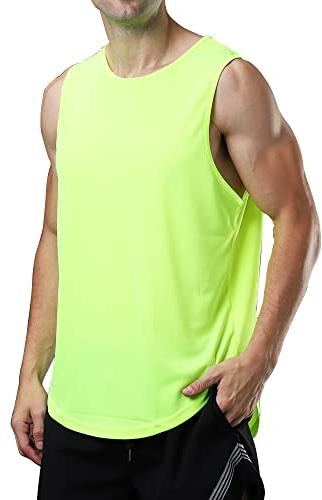 meioro Herren Mesh Tank Top, Atmungsaktives Ärmellose Shirt Angepasste Muskelshirt, Sport Rundhals Tank Tops Männer Sommer Gym Workout Funktionsshirt Bodybuilding Fitness Unterhemd(Grün,L)