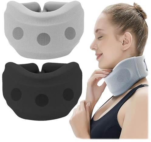 MINZHI 2 Stück Halskrause mensch für den Schla,Nackenbandage für Nackenschmerzen,Halskrause mit Abnehmbarem,Linderung von Schmerzen und Druck auf die Wirbelsäule,für Frauen, Männer,L (grau + schwarz)