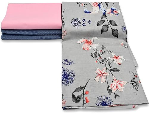 Virginia Tex baumwollstoff-Set 3 Stück 60 x 150 cm Tex Standard 100 in verschiedenen farben waffelpique-stoff und 2 x baumwollstoff meterware 100% baumwolle stoffe zum (Pink Flower)