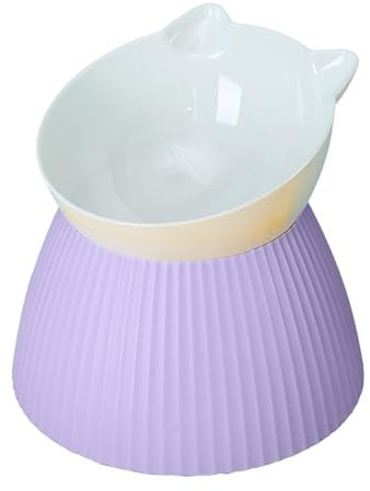 Cat Bowl Tilting Pet Bowl Anti Knockover Pet Food Utensils Simple Design Style Tall Cat Bowl MpE188 (Purple, One Size)