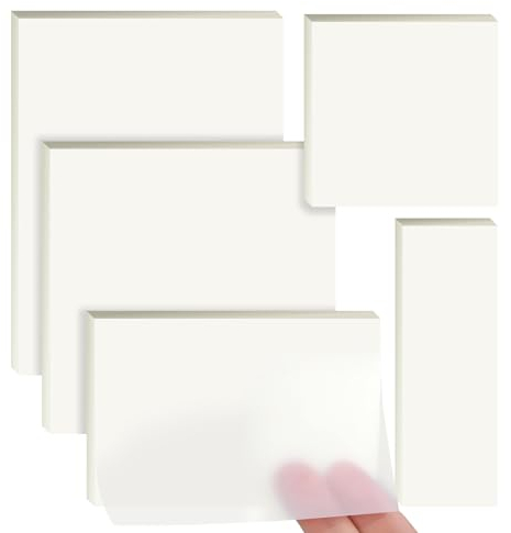Transparente Haftnotizen, 500 Blätter transparent sticky notes Wiederbeschreibbar Clear Sticky Notes Selbstklebende Haftnotizen für Schule Büro Zuhause(5 Größen)