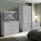 Blisswood 3 Piece Bedroom Set, High Gloss 2 Door 2 Drawers Wardrobe, 6 Storage Drawer Chest Of Drawers, 2 Drawer Bedside Table Bedroom Furniture Storage Sets, Grey
