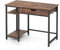 SFAREST 100CM Computer Desk, Industrial Wooden Study Working Writing Table with Drawer, Adjustable Shelf & Headphone Hooks, Compact PC Laptop Table Computer Workstation for Home Office, Rustic Brown