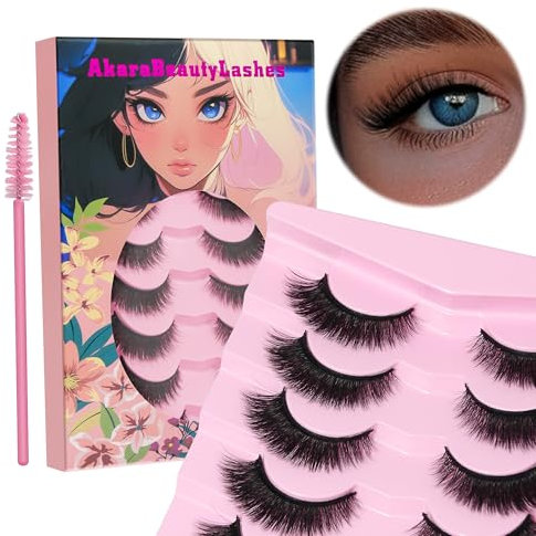 AKARA Faux Cils Naturel 7 Paires 3D Faux Cils Volume Russe False Mink Cils (3D-BN07)