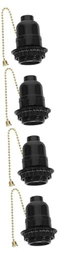 Hemobllo 4 Pièces Lampe De Table En Bakélite Support De Lampe E27 Luminaire à Chaînette Douille à Incandescence Douille Avec Chaînette Adaptateur De Culot D'ampoule Douille E27 Plastique