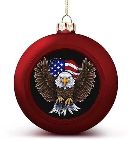 Weihnachtskugel, USA-Flagge, patriotischer Adler, Weihnachtsdekoration, hängende Ornamente für Weihnachtsbaum, Weihnachtsbaumschmuck, Halloween-Kugeln für Urlaub, 4,1 cm, Rot, 4 Stück