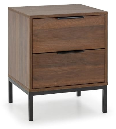 HOMN LIVING Mesita de Noche Auri 2 cajones Color Nogal, 50 cm (Ancho) 40 cm (Profundo) 55 cm (Altura)