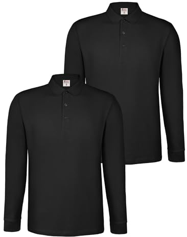 ALPIDEX Mens Polo Shirt 2 Pack Long Sleeve 100% Cotton Plain Casual | 240 g/m², Pique, Longsleeve, OEKO-TEX, Office, Leisure, Collar, Sizes S-5XL, Buttons