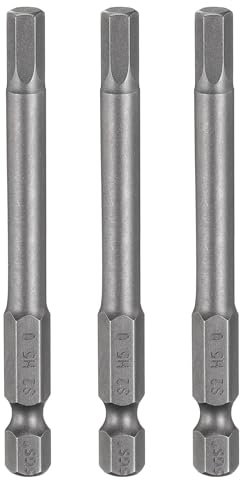 sourcing map 3pcs H5.0 Hex Head Drill Bit Wrench 5mm Metric Flat Tip 1/4 Hex Shank 75mm (3) Long Magnetic Hexagonal Screw Driver Socket Industrial Screwdriver Power Bits