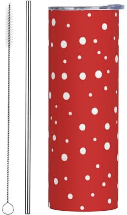 Hnnkloy Mug isotherme en acier inoxydable à pois rouges et blancs