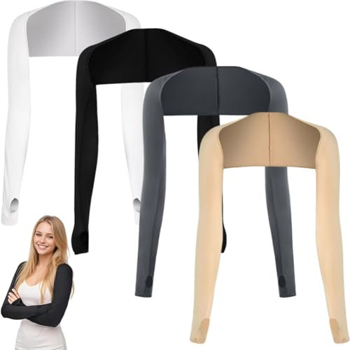 ZGCXRTO 4 Stück UV-Schutz Bolero,Damen Sonnenschutz Schal,Armstulpen Eisseide Kühlschal Armmanschetten mit Fingerlöchern Fingerlose Handschuhe Ärmel für Sonnenschutz, Golfen, Laufen, Outdoor