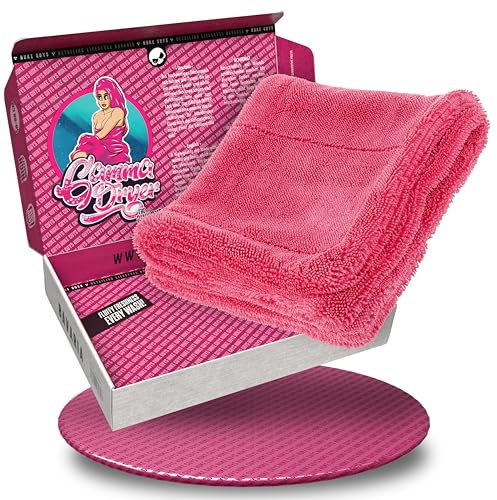 Nuke Guys Auto Trockentuch extrem saugstark & lackschonend | Gamma Dryer S 40x40cm Pink | 1400 GSM Mikrofaser Tuch zum effizienten Trocknen nach der Autowäsche | Mikrofasertuch