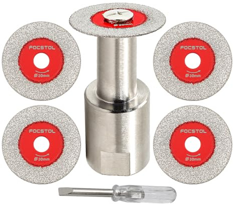 Mini Diamond Glass Cutting Disc - FOCSTOL 5pcs 30mm Saw Blade and 1pc M14 Flange for Glass Jade Marble Granite Artificial Stone Porcelain Tile Ceramic