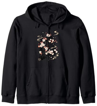 Japanese Apricot Chinese Plum Blossom Zip Hoodie