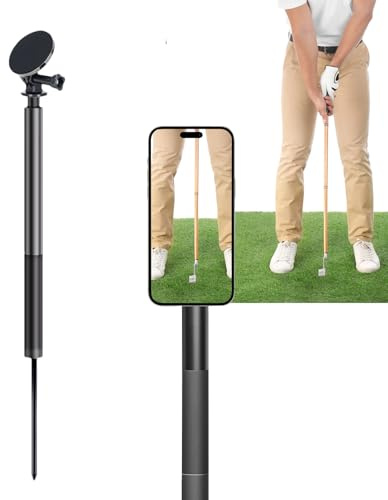 Golf Mobile Phone Tripod - Golf Monopod | Adjustable 360° Rotatable Extendable Magnetic Stand for Lawn Cooking Videos Outdoor Vlogging Fitness Multifunctional