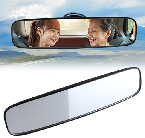 KEWAYO Universal Auto Rückspiegel Innenspiegel mit Saugnapf, Blendschutz Auto Innenspiegel zum Aufstecken, Weitwinkel Spiegel für Autos, SUVs, Lkw, Pkw, Transparent (253 x 65mm)