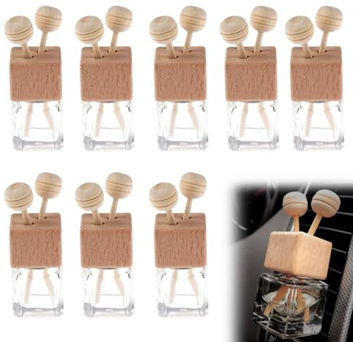 Diffuseur Vide pour Voiture en Verre avec Clip 8PC Désodorisant Diffuseur Bouteille Flacon de Parfum Désodorisant pour Grille d'aération de Voiture, Décorer Maisons, Bureaux, Voitures