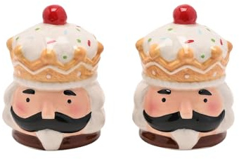 Widdop Santa & Friends Salz- und Pfefferstreuer Weihnachten - Keramik Lebkuchen-Nussknacker Design - Festliches Küchengeschirr und Esszubehör