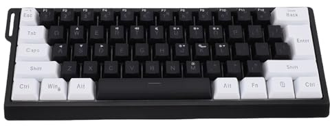 ASHATA Tastiera con cavo, 60% 61 tasti RGB retroilluminata meccanica al tatto, computer portatile compatto per lavoro di gioco (nero e bianco)