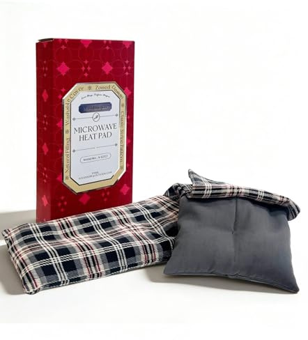 Voodoospot Microwave Heat Pad – Unscented Wheat Bag with Washable Cover, Neck & Shoulder Heat Pack for Muscle, Joint & Menstrual Comfort – 43×15cm Red Tartan (Dark)