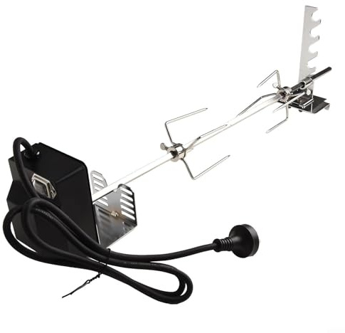 Portable BBQ Rotisserie Spit Kit – Motorized Electric Grill Accessory, Adjustable 29-inch Stainless Steel Rod, 39.7 lb Weight Capacity, for Outdoor Cooking(UK)