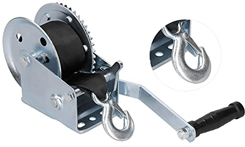Yctze Treuil Manuel de Service 1200LBS avec Sangle de 8M-treuil de Remorque de Bateau Fiable, Facile à Installer, Poignée à Cliquet pour un Travail sans Effort