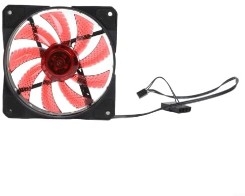 Leuchtender 12 cm Gehäuselüfter mit 15 bunten LED-Lichtern für Computergehäuse, Kühlung effizienter Luftstrom-Kühler in Weiß, Rot, Blau, Grün oder mehrfarbig (rot)