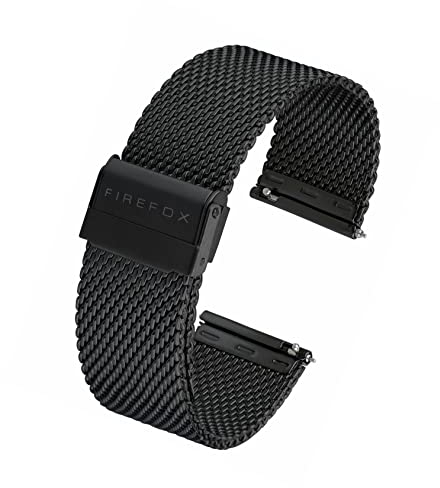 FIREFOX Mesh Ersatz- Uhrenarmband Milanaise Edelstahl schwarz Breite 18mm MSB-01-C18 Schnellwechselfunktion Quick Release