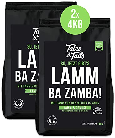 Tales & Tails - Lamm Ba Zamba Halbfeuchtes Trockenfutter für Hunde | Getreidefrei & für Allergiker geeignet | Mit 75% Lamm Als Tierische Proteinquelle | Hohe Verträglichkeit | 2 x 4kg