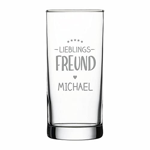 4you DESIGN Personalisiertes Longdrink-Glas mit Namen | Lieblings-Freund | Geschenk-Idee zu Weihnachten, Geburtstag, Mutter- & Vatertag | Saftglas Spülmaschinenfest | Persönliches Präsent | 485 ml